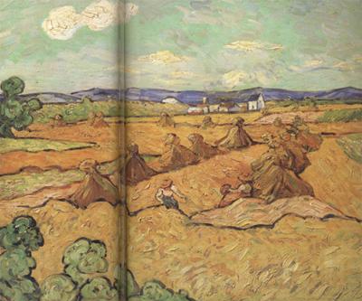 Vincent Van Gogh Wheat Stacks with Reaper (nn04) Norge oil painting art